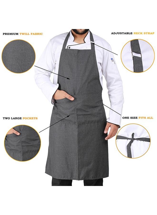 YANEK YANEK Kitchen Apron | Unisex Chef Kitchen Adjustable Bib Apron with Pockets | For Home, Restaurant, Cafe  - Image 4