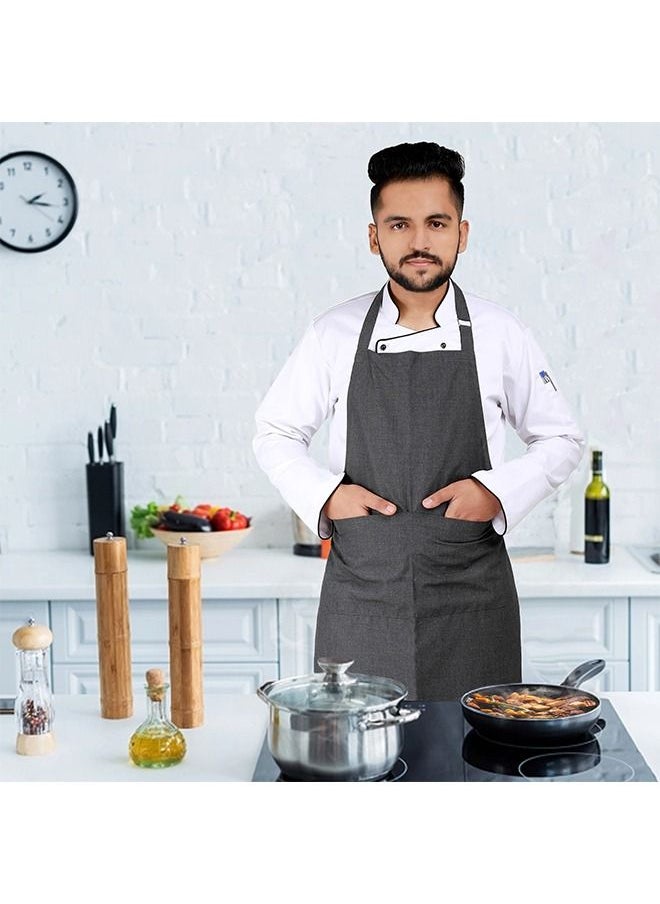 YANEK YANEK Kitchen Apron | Unisex Chef Kitchen Adjustable Bib Apron with Pockets | For Home, Restaurant, Cafe  - Image 5