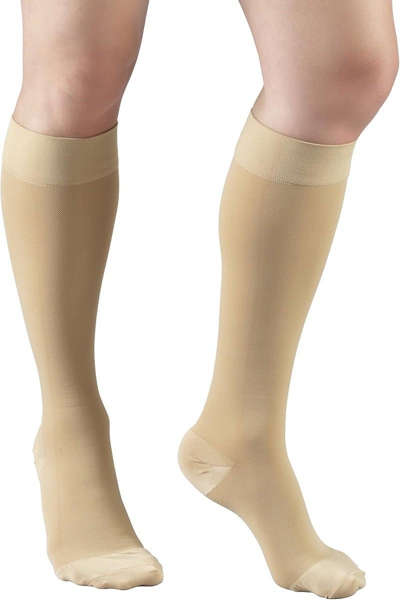 Truform 20-30 mmHg Compression Stockings for Men and Women, Knee High Length, Closed Toe, Beige, Medium - Image 4