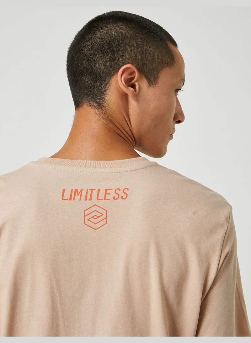 KOTON Basic T-Shirt Slogan Printed Pocket Detailed Crew Neck