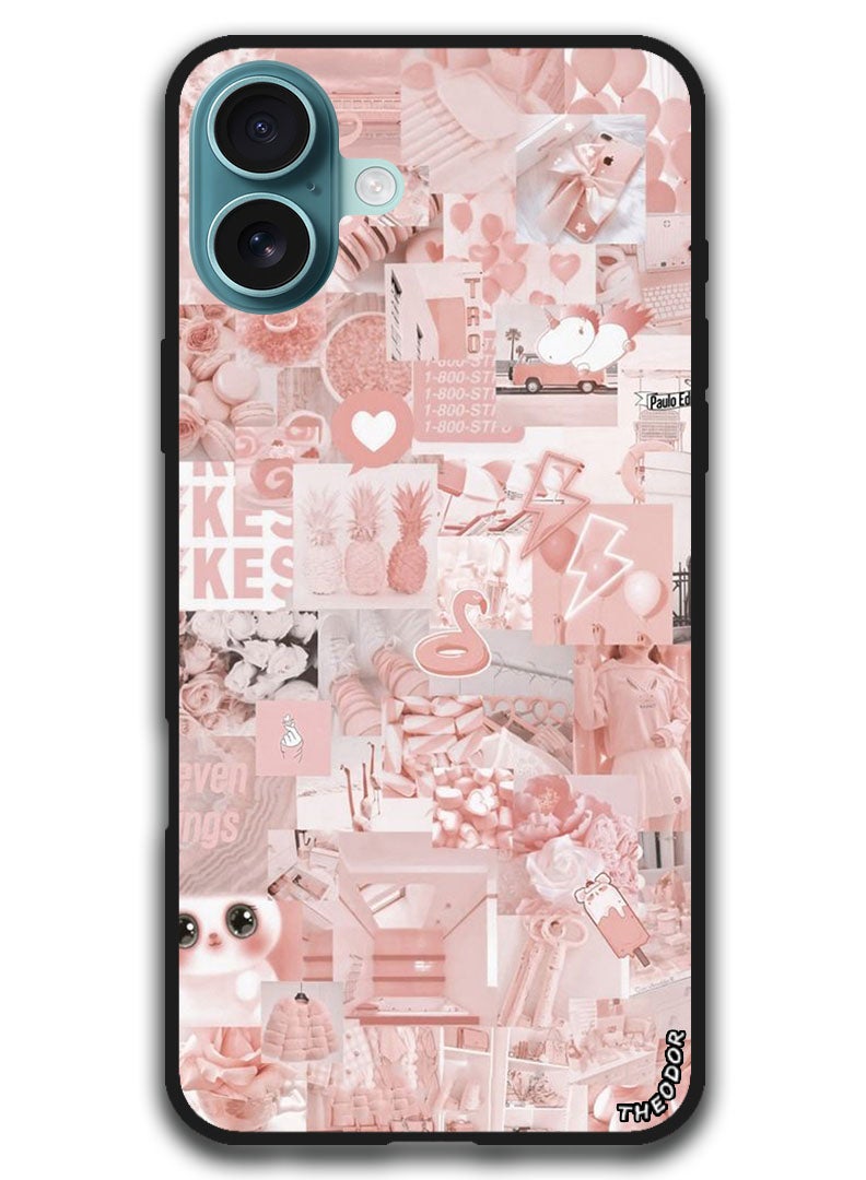 Theodor غطاء واقي مضاد للخدش وصدمات مع حواف لجهاز آيفون 16 بلس (6.7) بوصة باللون الوردي الجمالي - Image 1