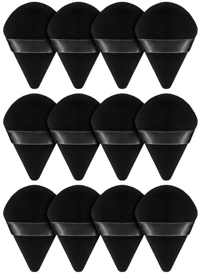 SUNISA 12 Pieces Triangle Cosmetic Loose Powder Puffs Washable Reusable Soft Plush Foundation Sponge for Face Body Wet Dry Makeup Tool- Multicolor Pack of 12 - Image 1