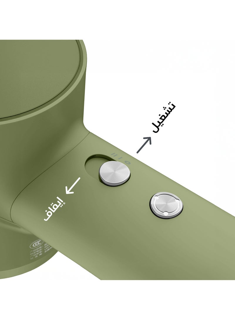 لايفن ميني مجفف شعر عالي السرعة أيوني - اخضر  | الأكثر مبيعًا عالميًا، والأول عالميًا | خفيف الوزن، منخفض الضوضاء، صغير الحجم، مزود بفوهة مغناطيسية وحقيبة سفر - للمنزل والسفر - Image 5