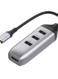 Excefore USB C to HDMI Adapter with 3 USB 3.0 Ports, HDMI 4K Output, Compatible with MacBook Pro, iPad, XPS, Surface, Android, and More, DP Alternative Mode Required  - Image 1