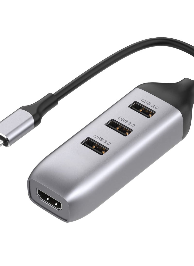 Excefore USB C to HDMI Adapter with 3 USB 3.0 Ports, HDMI 4K Output, Compatible with MacBook Pro, iPad, XPS, Surface, Android, and More, DP Alternative Mode Required  - Image 1