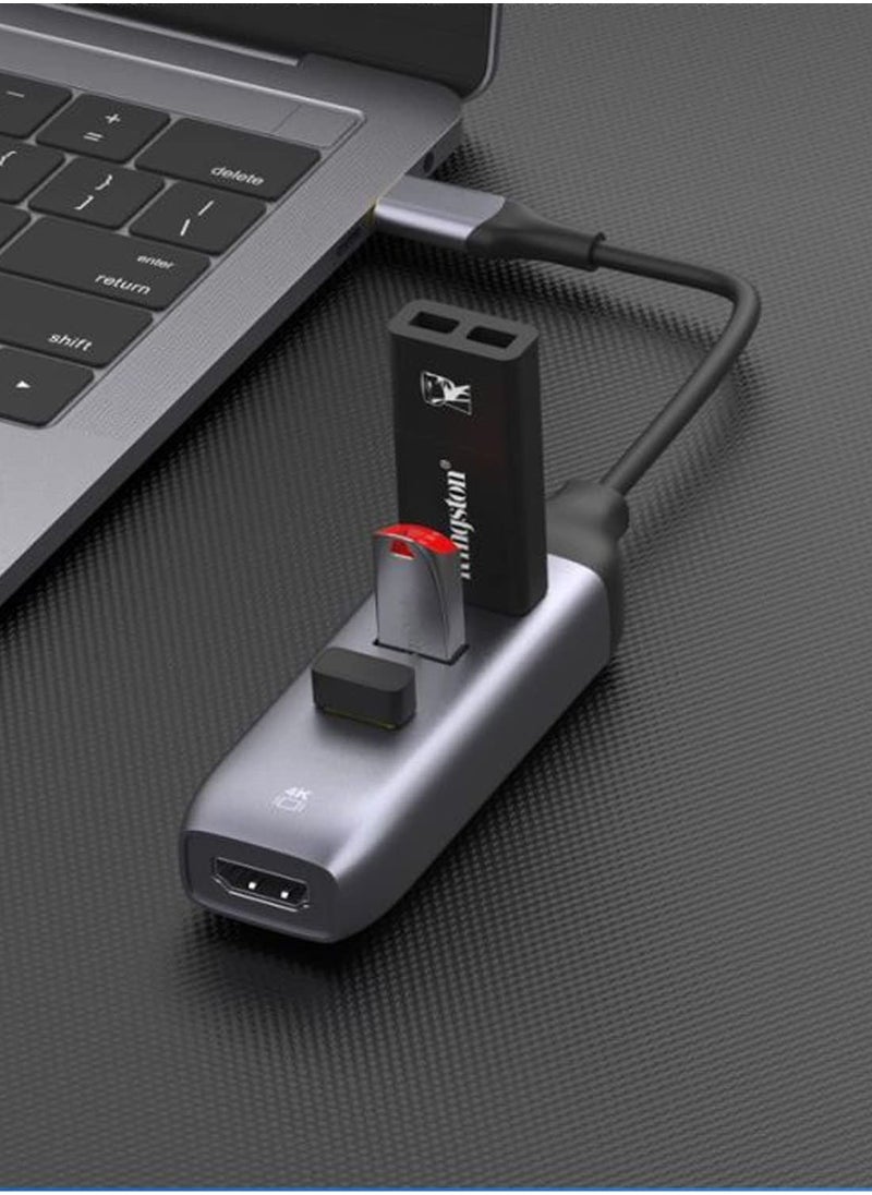 Excefore USB C to HDMI Adapter with 3 USB 3.0 Ports, HDMI 4K Output, Compatible with MacBook Pro, iPad, XPS, Surface, Android, and More, DP Alternative Mode Required  - Image 4