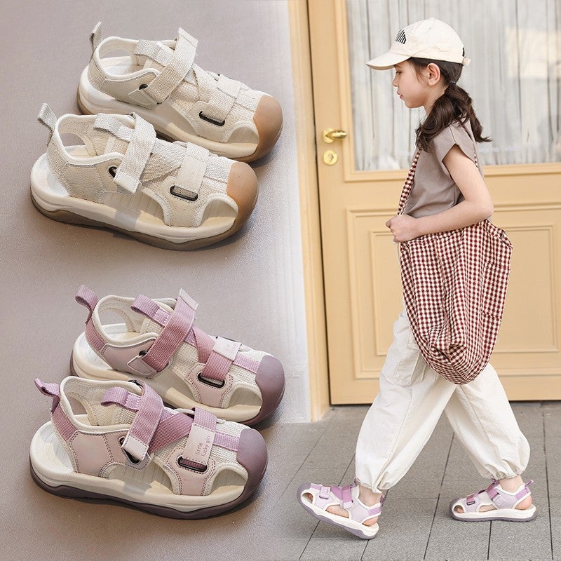 Children'S Shoes Trendy Boys' Closed-Toe Anti-Kick Hollow Single-Frame Shoes 2025 Girls' Comfortable Student Sandals - Image 3