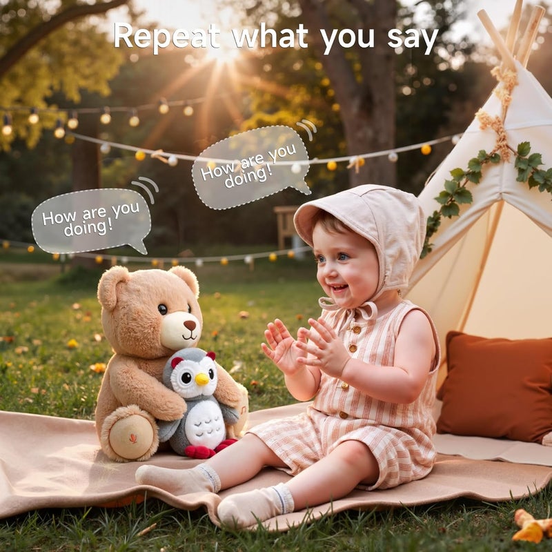 eJog Pup Musical Bear Stuffed Animal Toy with Owl - Interactive Talking Plush Toy for Kids - Image 3