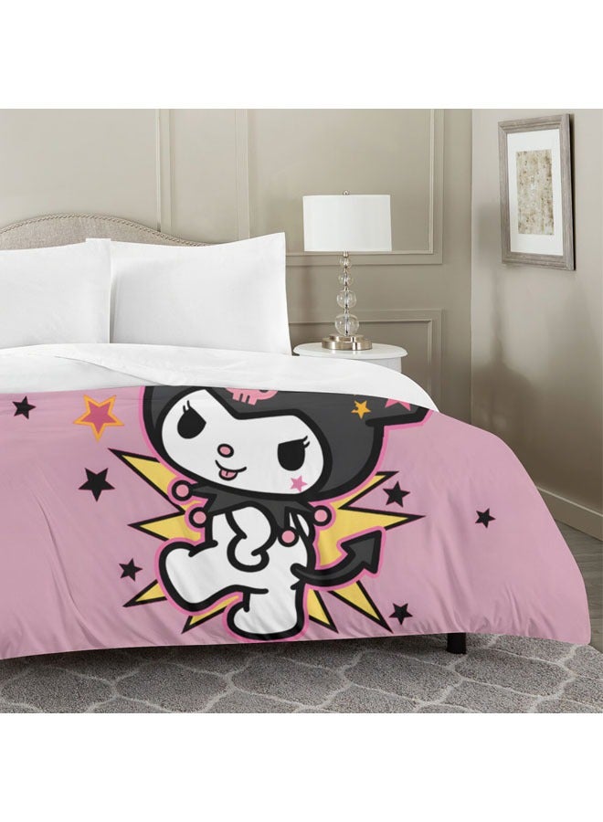 طقم سرير بنمط سانريو كورومي مكون من ثلاث قطع من ملاءات البوليستر الناعمة المصنوعة من الألياف الدقيقة بما في ذلك غطاء وكيسي وسادة (مقاس 150 سم × 200 سم) - Image 2