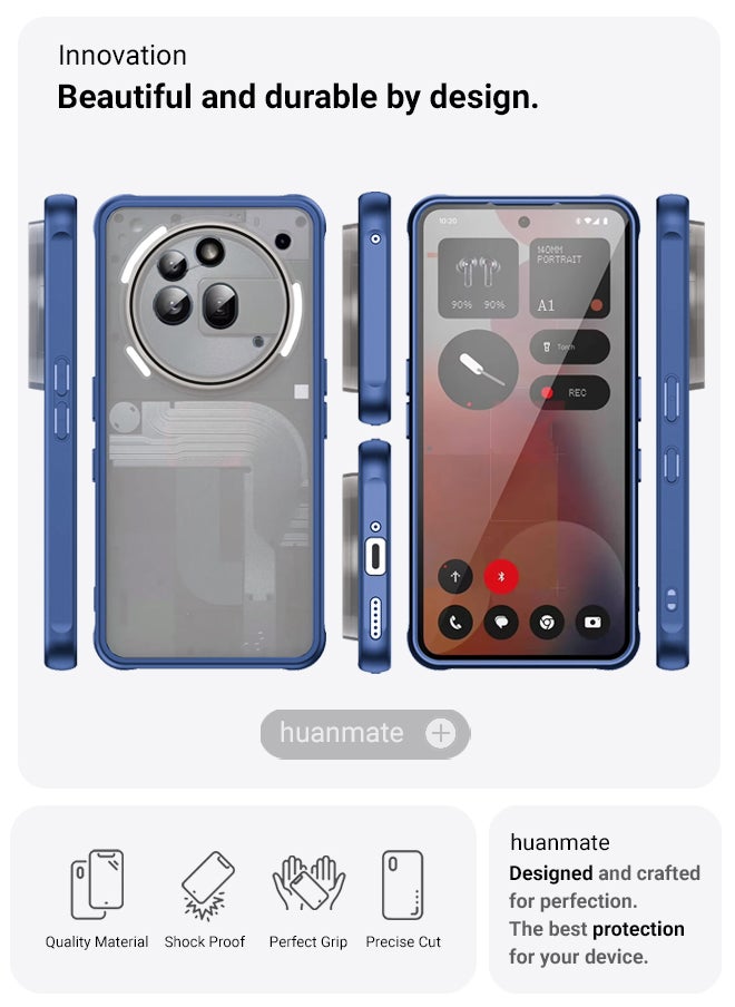 Nothing Phone (3a) Pro Smoked Frosted Case Cover - Blue - Semi-Transparent Matte Finish, Lightweight & Stylish - Precise Cut-outs - Easy to Install & Remove - Durable Protective Shield for Your Nothing Phone (3a) Pro
