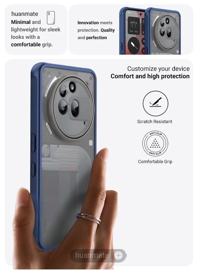 Nothing Phone (3a) Pro Smoked Frosted Case Cover - Blue - Semi-Transparent Matte Finish, Lightweight & Stylish - Precise Cut-outs - Easy to Install & Remove - Durable Protective Shield for Your Nothing Phone (3a) Pro