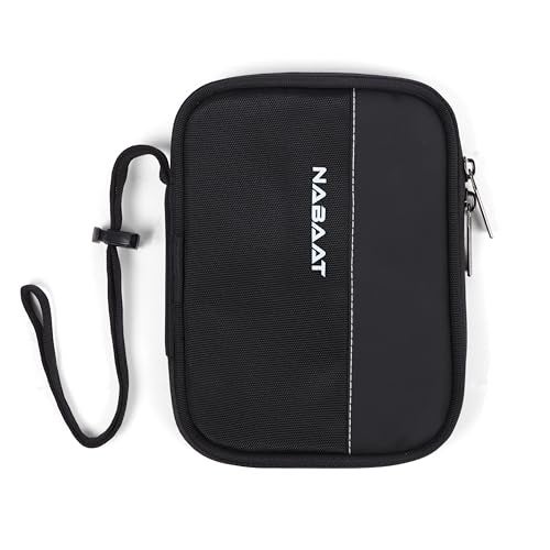 NABAAT Passport Cover for Men & Women Solo Traveler, Passport Holder, Passport Wallet Pouch Travel Organizer Bag for Documents SIM Cash Card Mobile with Wrist Strap, Black (PH2) - Image 1