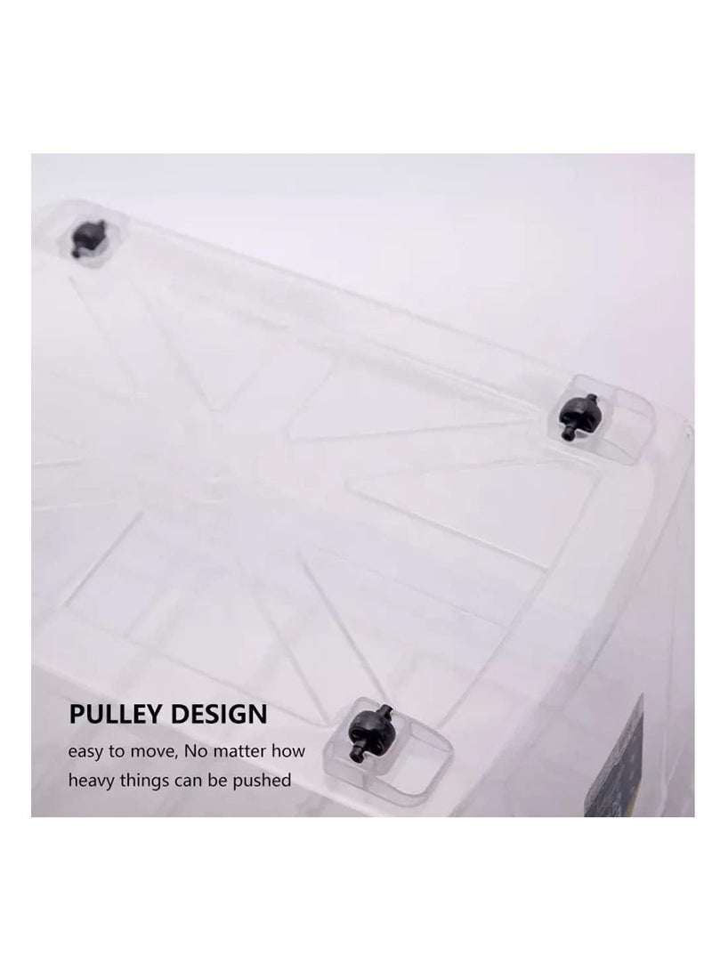 Premify Storage Box 25 L With Lockable Lid and  Wheels Clear Plastic Organizer – Transparent Box for  Storing Clothes, Toys, Tools, Medicine, Crafts - Image 2