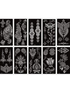 XMASIR Pack of 24 Sheets Henna Tattoo Stencil Kit Temporary Tattoo Templates,Self Adhesive Indian Arabian Tattoo Sticker for Body Paint New Designs  - Image 2
