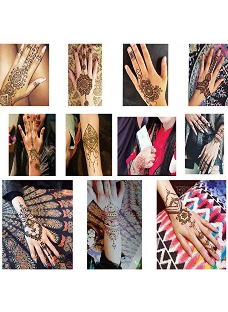 أكسماسير عبوة Xmasir مكونة من 24 ورقة مجموعة استنسل وشم الحناء / قوالب الوشم المؤقت ، ملصق وشم عربي هندي ذاتي اللصق لطلاء الجسم بتصميمات جديدة - Image 4