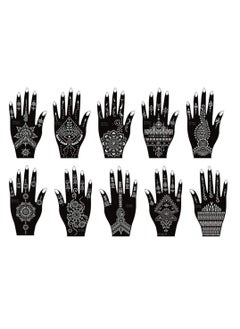 XMASIR Pack of 24 Sheets Henna Tattoo Stencil Kit Temporary Tattoo Templates,Self Adhesive Indian Arabian Tattoo Sticker for Body Paint New Designs  - Image 5