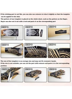XMASIR Pack of 24 Sheets Henna Tattoo Stencil Kit Temporary Tattoo Templates,Self Adhesive Indian Arabian Tattoo Sticker for Body Paint New Designs  - Image 3