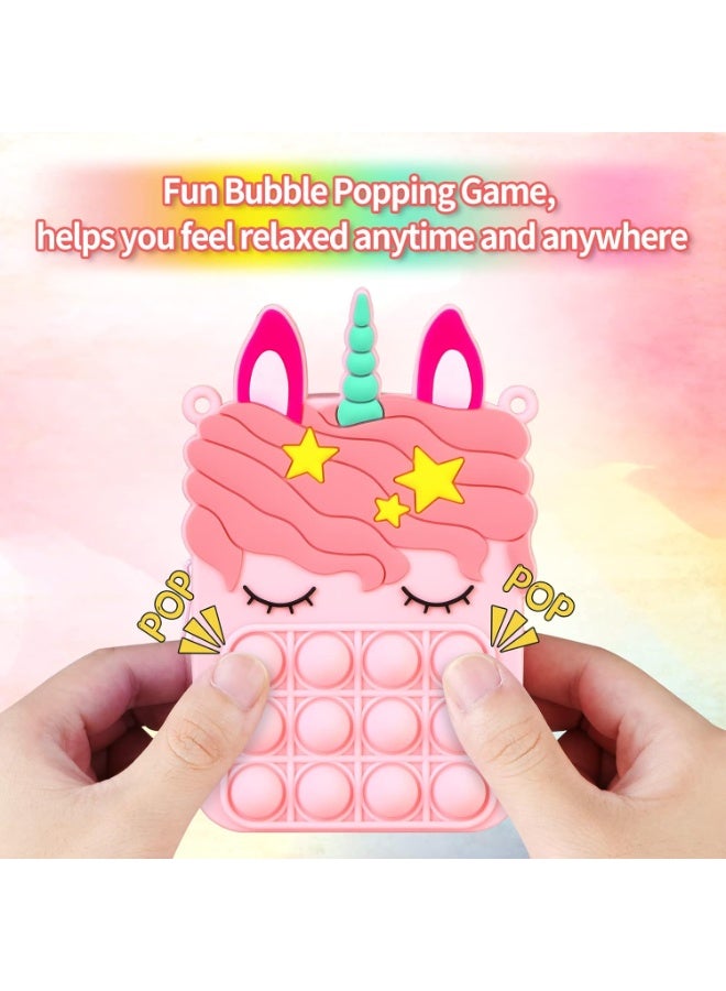 ARGT Rainbow Pop Fidget Shoulder Bag – Mini Crossbody Coin Purse & Stress Relief Bubble Toy for Kids and Adults – Pink Unicorn Design - Image 3