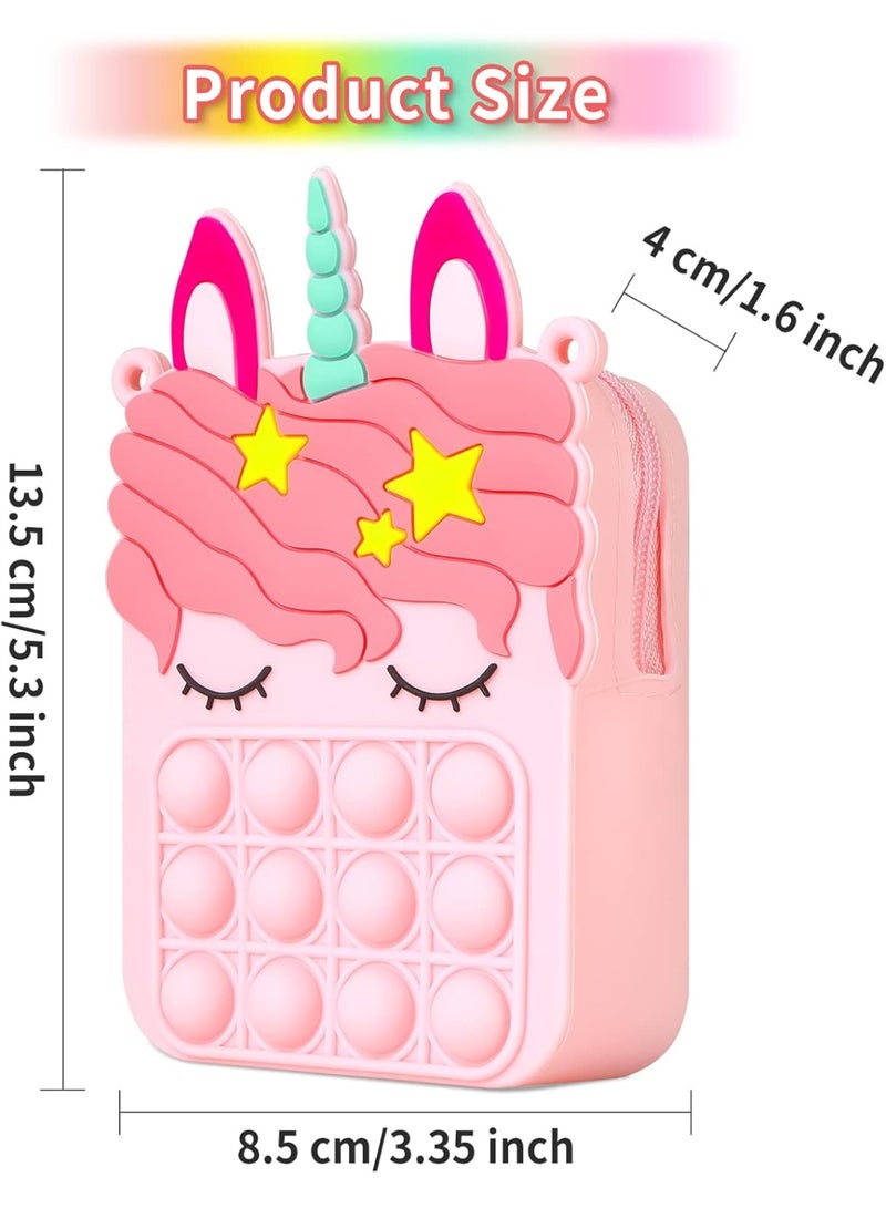 ARGT Rainbow Pop Fidget Shoulder Bag – Mini Crossbody Coin Purse & Stress Relief Bubble Toy for Kids and Adults – Pink Unicorn Design - Image 4