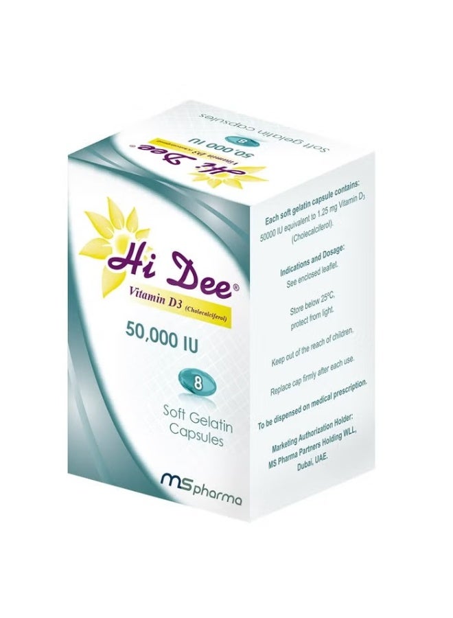 Hi Dee Vitamin D3 50000 IU Soft Gelatin Capsules 8's