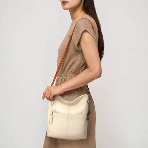 The Sak Lucia Crossbody Bag in Leather, Adjustable Strap, Stone - Image 2