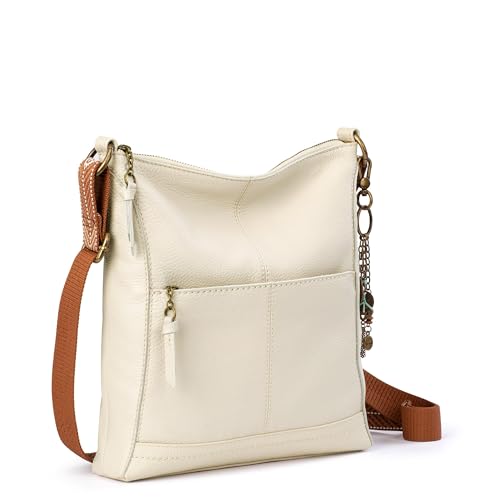 The Sak Lucia Crossbody Bag in Leather, Adjustable Strap, Stone - Image 3