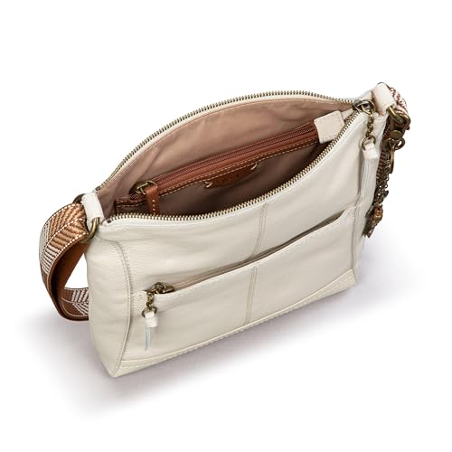 The Sak Lucia Crossbody Bag in Leather, Adjustable Strap, Stone - Image 4