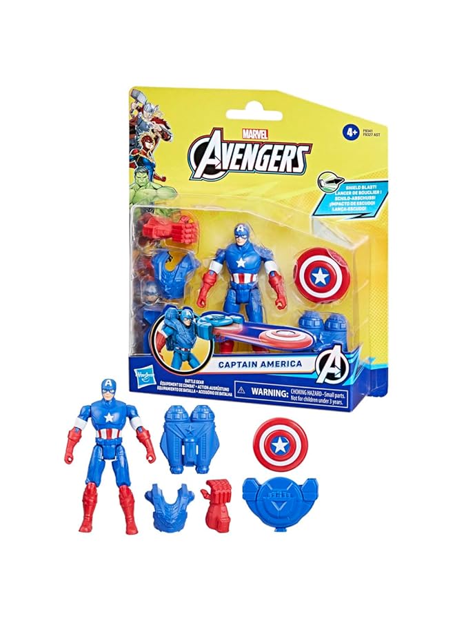 MARVEL Epic Hero Series Battle Gear Captain America Action Figure 4 Inch Avengers Super Hero Toys For Kids Ages 4 And Up - Image 2