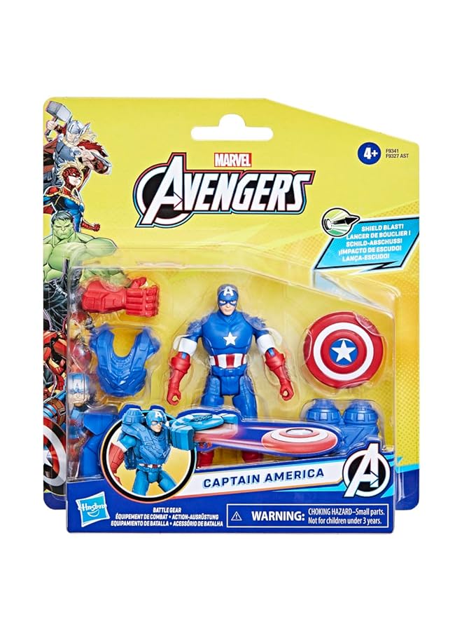 MARVEL Epic Hero Series Battle Gear Captain America Action Figure 4 Inch Avengers Super Hero Toys For Kids Ages 4 And Up - Image 3