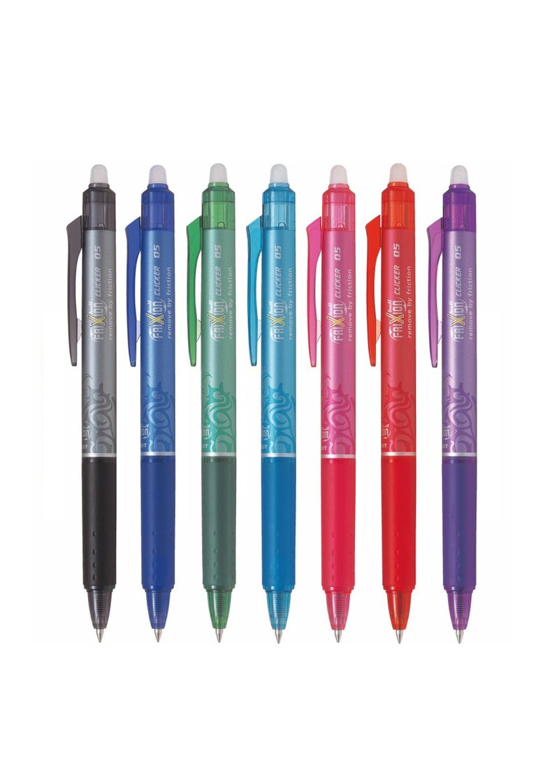 PILOT - 7-Piece Frixion Clicker Erasable Ball Pen 0.5mm Tip Multicolour - Image 1