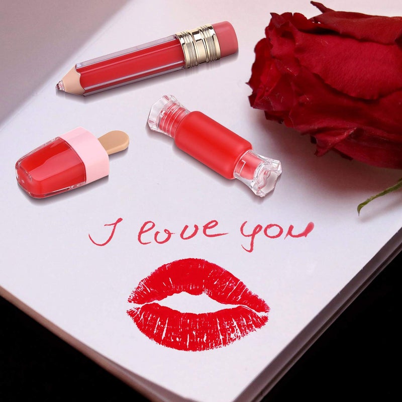 Maitys 28 Pieces Transparent Empty Lip Gloss Tube Containers Include 24 Pencil and Candy Shaped Oil Bottles Ice Cream Funny Light Bulb Balm Tube, 4 Plastic Syringe Christmas Favor for Women Girls DIY - Image 3