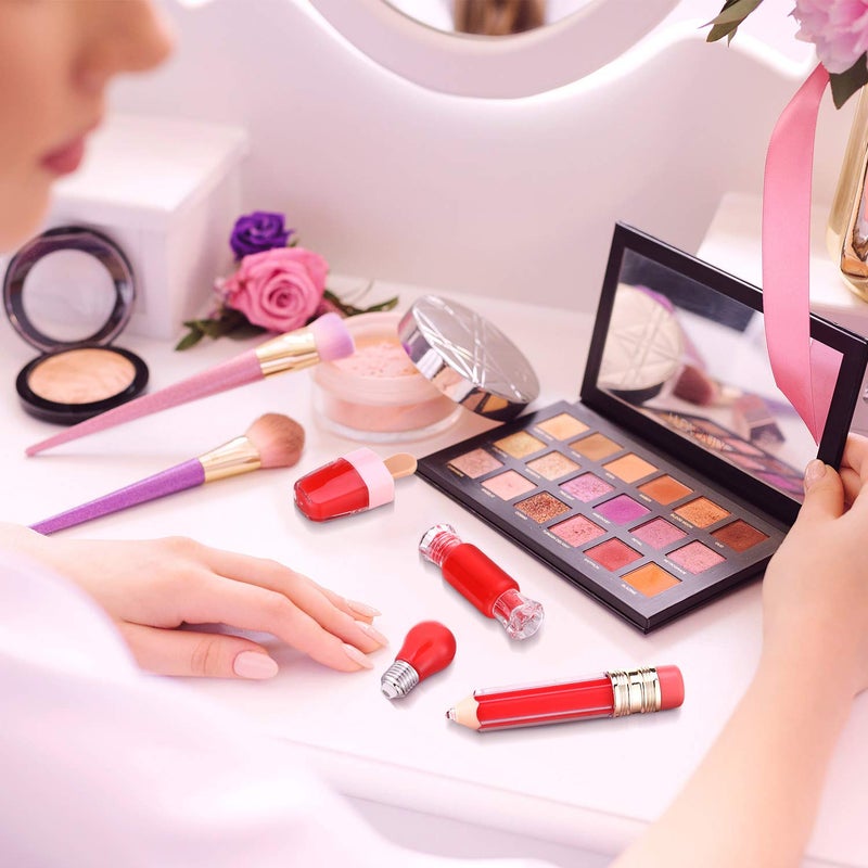 Maitys 28 Pieces Transparent Empty Lip Gloss Tube Containers Include 24 Pencil and Candy Shaped Oil Bottles Ice Cream Funny Light Bulb Balm Tube, 4 Plastic Syringe Christmas Favor for Women Girls DIY - Image 4