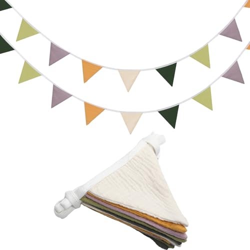 Oudain 2 Pcs Pennant Banner Flags Nursery Garland Triangle Bunting Flags Playroom Wall Decor Banner for Nursery Baby Shower Birthday Boho Wedding Party Event Each 775 ftGreen Color - Image 1