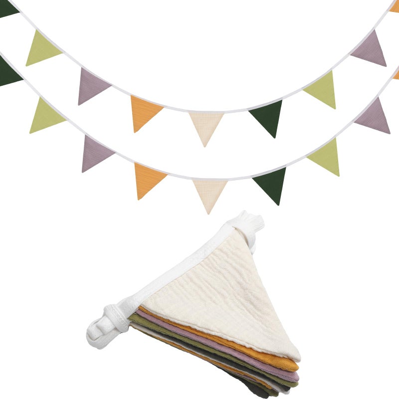 Oudain 2 Pcs Pennant Banner Flags Nursery Garland Triangle Bunting Flags Playroom Wall Decor Banner for Nursery Baby Shower Birthday Boho Wedding Party Event Each 775 ftGreen Color - Image 2