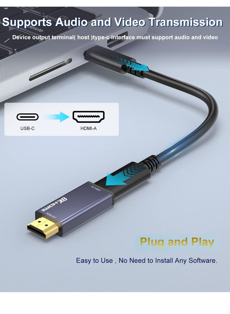 USB C to HDMI 3.1 Adapter, USB-C Female to HDMI Male Converter, Compatible with MacBook Pro, MacBook Air, iPad Pro, Mac Mini M1, Dell XPS, Surface Book (Grey) - Image 2