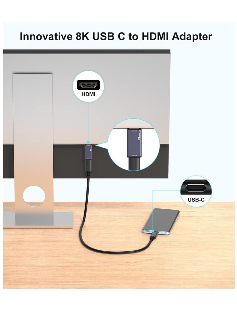 USB C to HDMI 3.1 Adapter, USB-C Female to HDMI Male Converter, Compatible with MacBook Pro, MacBook Air, iPad Pro, Mac Mini M1, Dell XPS, Surface Book (Grey) - Image 3