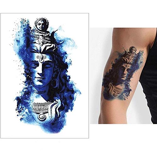 S.A.V.I 3D Temporary Tattoo Colorful Lord Shiva Parvati Holy Religious Design Size 21x15CM - 1PC., Black, 10 g - Image 2