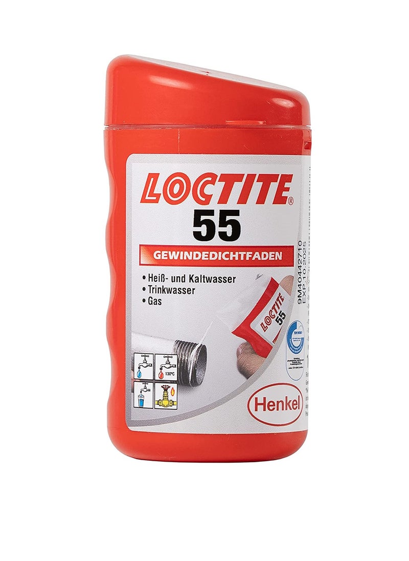 Loctite - LOCTITE 55 Pipe Thread Sealant, Non Curing Thread Sealant for Plumbing Pipes and Fittings, Reliable Fast Action Pipe Sealant for Metal and Plastic, 160m - Image 1