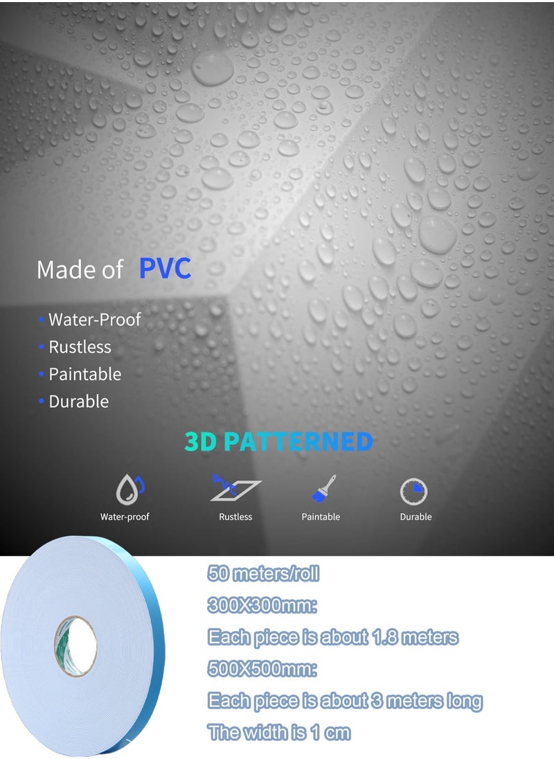 MissTiara - 20 Pcs Diamond Design PVC 3D Wall Panels with 50M Double-Sided Adhesive, Suitable for Kitchen, Living Room, Bedroom, Bathroom, Office and Various Places, 30x30cm Each - Image 1