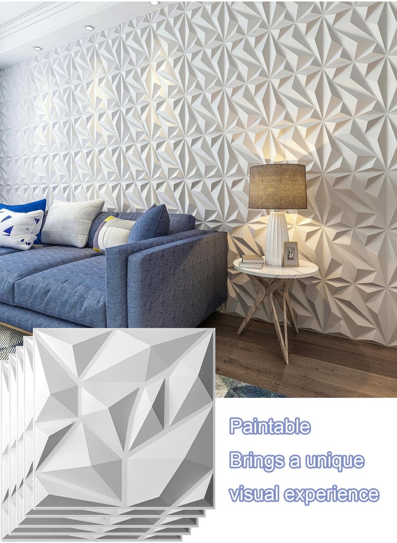 MissTiara - 20 Pcs Diamond Design PVC 3D Wall Panels with 50M Double-Sided Adhesive, Suitable for Kitchen, Living Room, Bedroom, Bathroom, Office and Various Places, 30x30cm Each - Image 1