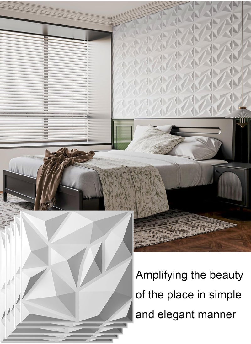 MissTiara - 20 Pcs Diamond Design PVC 3D Wall Panels with 50M Double-Sided Adhesive, Suitable for Kitchen, Living Room, Bedroom, Bathroom, Office and Various Places, 30x30cm Each - Image 1