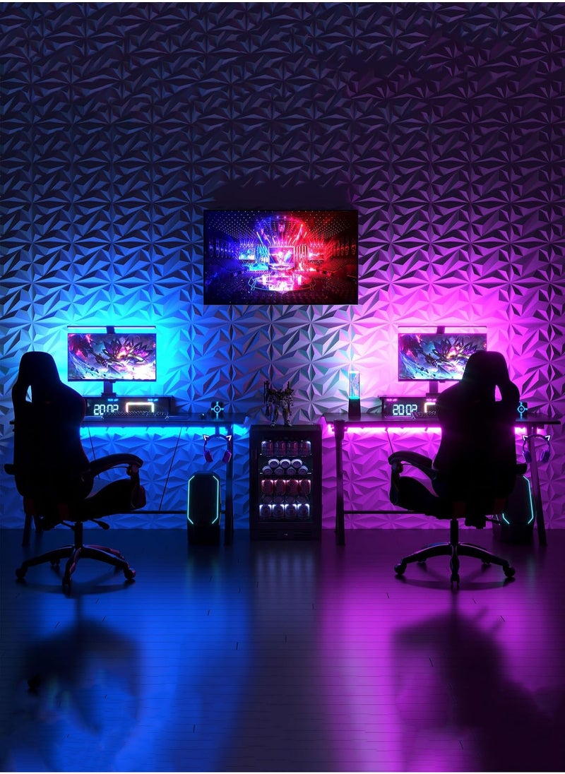 MissTiara - 20 Pcs Diamond Design PVC 3D Wall Panels with 50M Double-Sided Adhesive, Suitable for Kitchen, Living Room, Bedroom, Bathroom, Office and Various Places, 30x30cm Each - Image 1