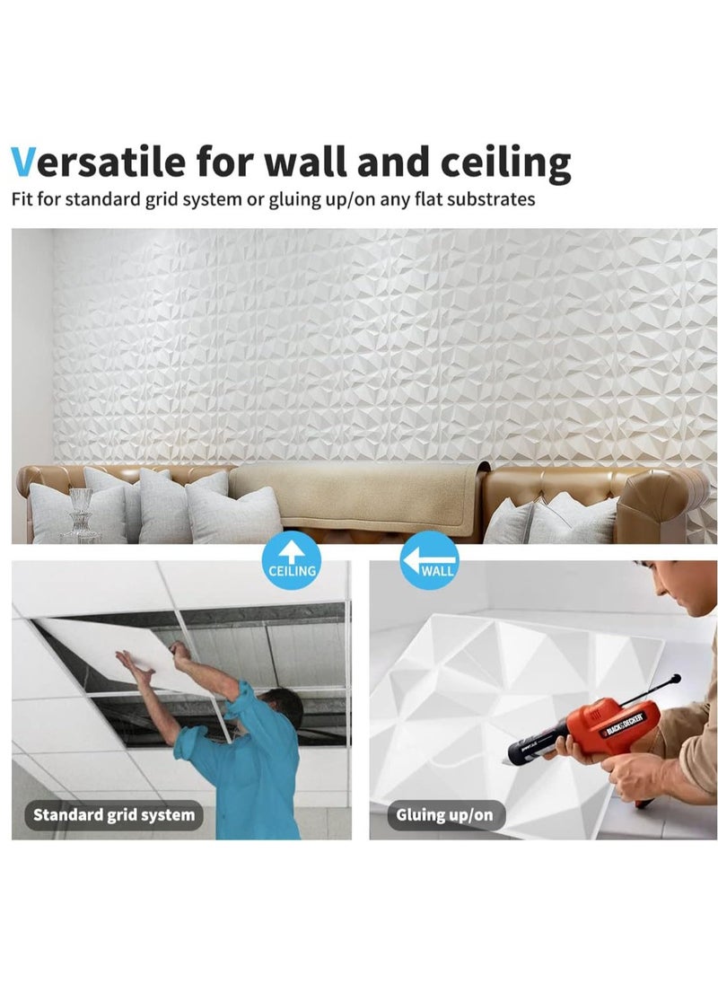 MissTiara - 20 Pcs Diamond Design PVC 3D Wall Panels with 50M Double-Sided Adhesive, Suitable for Kitchen, Living Room, Bedroom, Bathroom, Office and Various Places, 30x30cm Each - Image 1