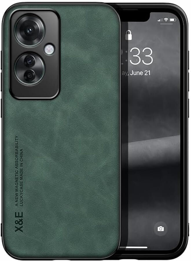 FASCINATION Phone case compatible with oppo Reno 11F 5G Skin Feel Magnetic premium pu Leather and slim soft protective Back Phone For oppo Reno 11F 5G (Green)