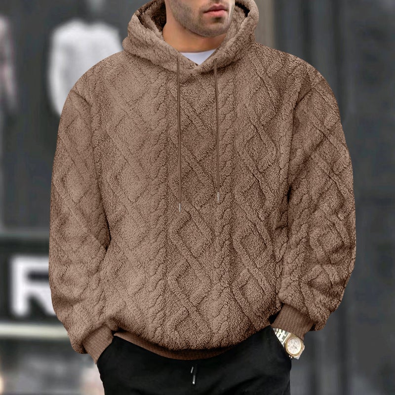 American Style Casual Men'S Jacquard Double-Sided Velvet Hooded Sports Trendy Pullover Sweater Jacket Hooded - Image 5