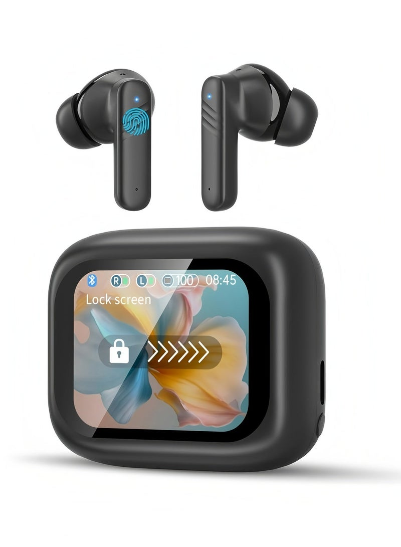 ماك جاباجز Wireless Earbuds Bluetooth 5.4 Touch Screen Earbuds, Call ENC Noise Active Noise Cancellation, In-Ear Headphones USB Charging Case Earbuds for iOS/Android, Waterproof IPX5, Black - Image 2