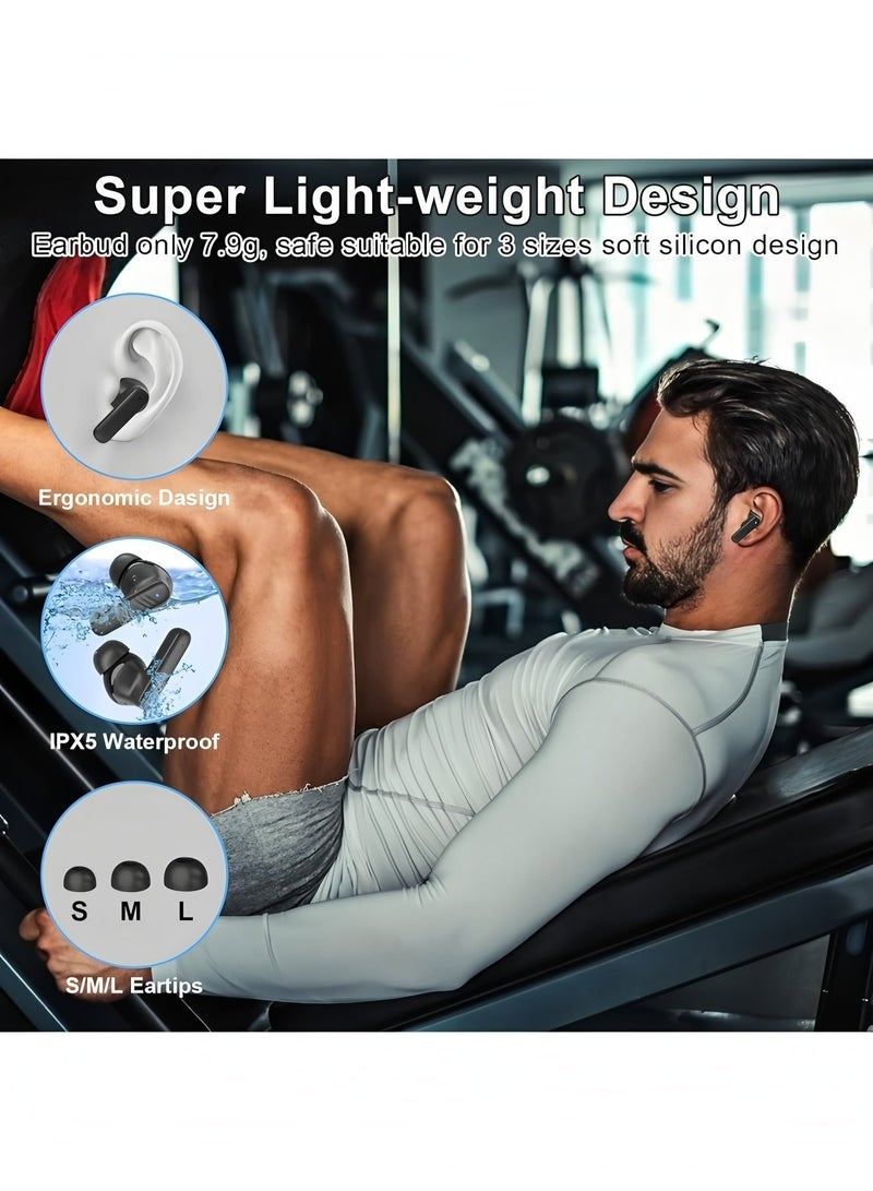 ماك جاباجز Wireless Earbuds Bluetooth 5.4 Touch Screen Earbuds, Call ENC Noise Active Noise Cancellation, In-Ear Headphones USB Charging Case Earbuds for iOS/Android, Waterproof IPX5, Black - Image 4