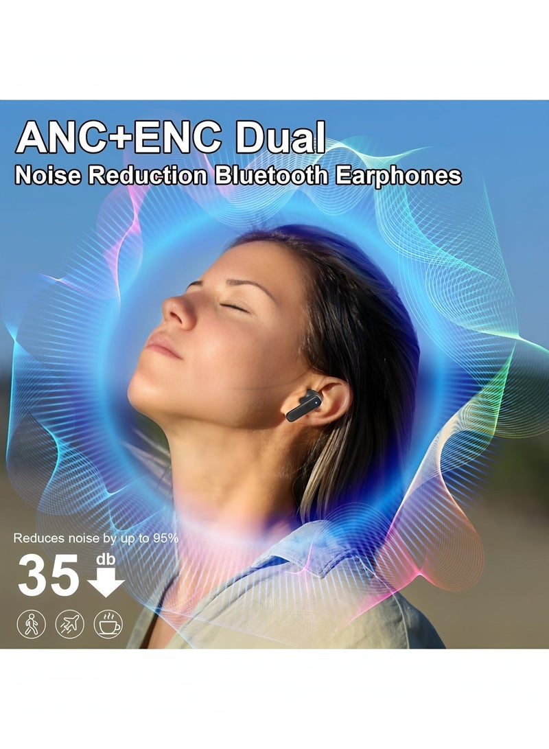 ماك جاباجز Wireless Earbuds Bluetooth 5.4 Touch Screen Earbuds, Call ENC Noise Active Noise Cancellation, In-Ear Headphones USB Charging Case Earbuds for iOS/Android, Waterproof IPX5, Black - Image 3
