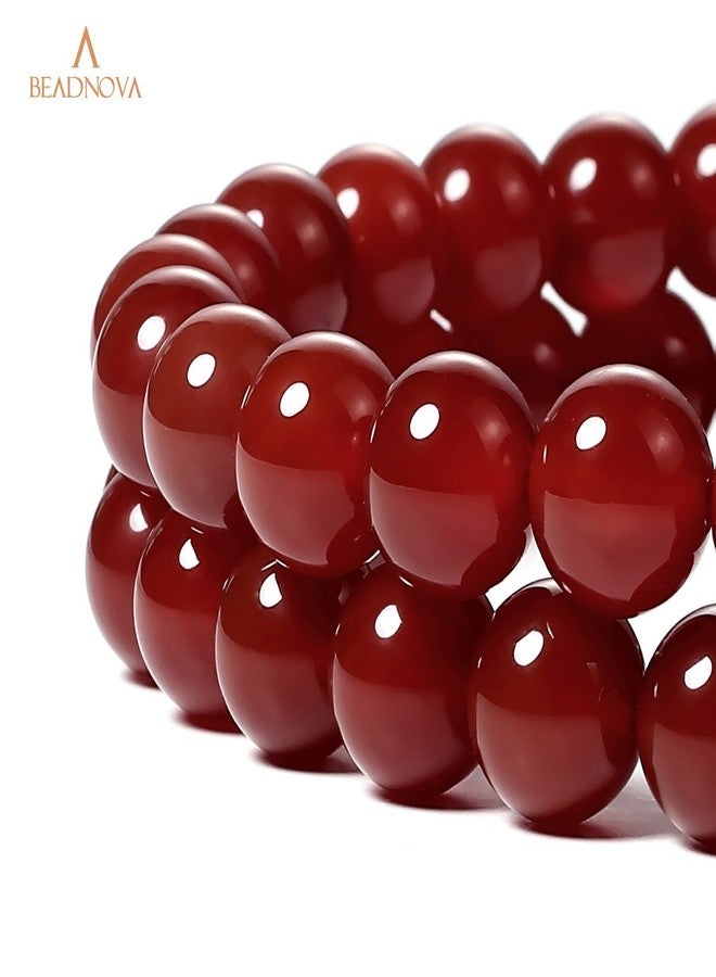 BEADNOVA Red Agate Beads Natural Crystal Beads Stone Gemstone Round Loose Energy Healing with Crystal Stretch Cord for Jewelry Making (10mm, 36-38pcs) - Image 3