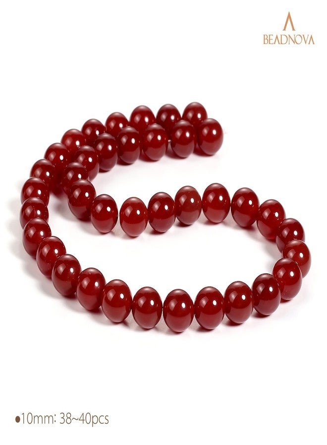 BEADNOVA Red Agate Beads Natural Crystal Beads Stone Gemstone Round Loose Energy Healing with Crystal Stretch Cord for Jewelry Making (10mm, 36-38pcs) - Image 2